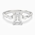 Emerald Kite Side Three Stone Small Sides in 18K White Gold main white