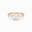 Round Kite Side Three Stone Small Sides in 14K Rose Gold main white