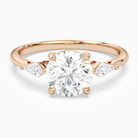 Round Kite Side Three Stone Small Sides in 14K Rose Gold main white
