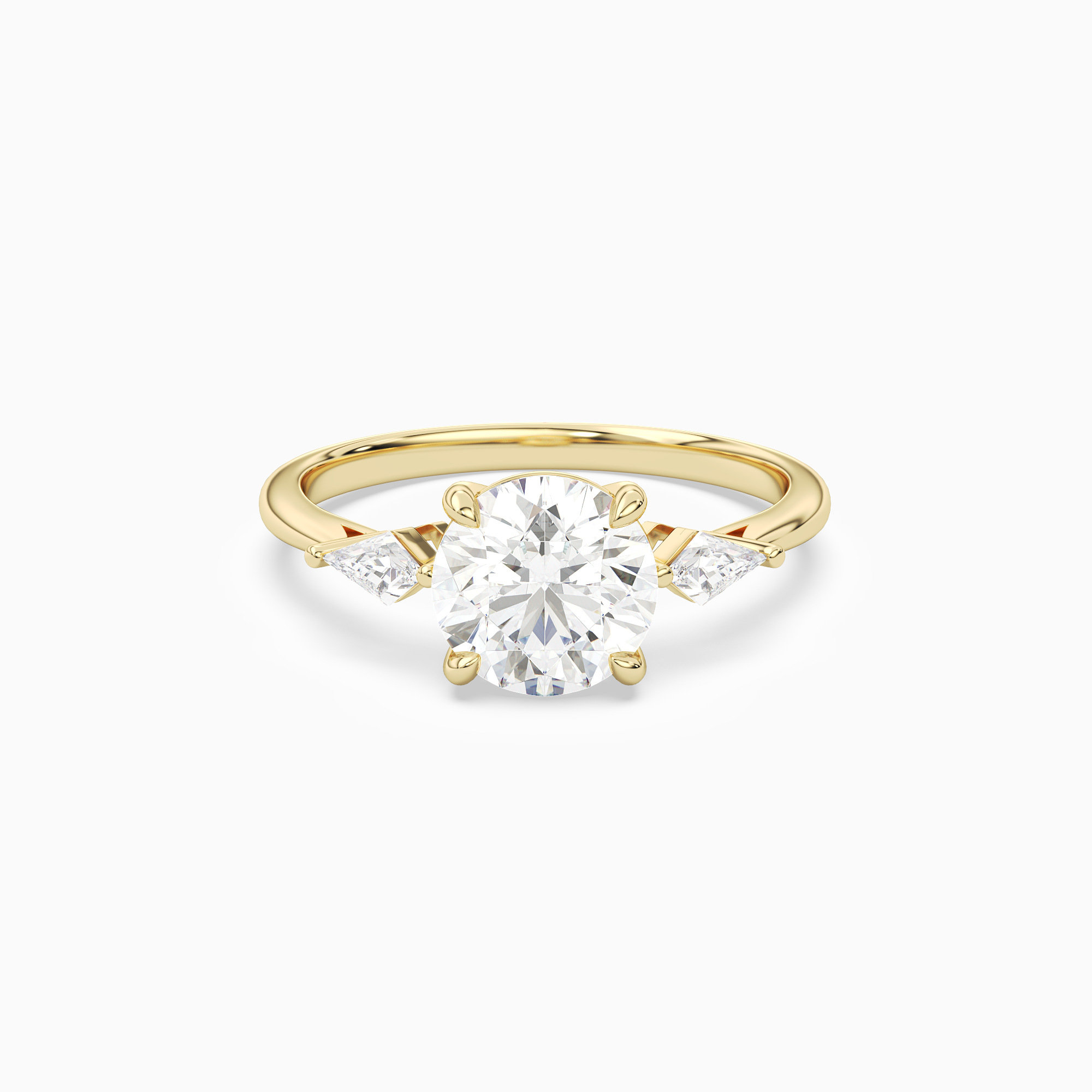 Round Kite Side Three Stone Small Sides in 14K Yellow Gold main white