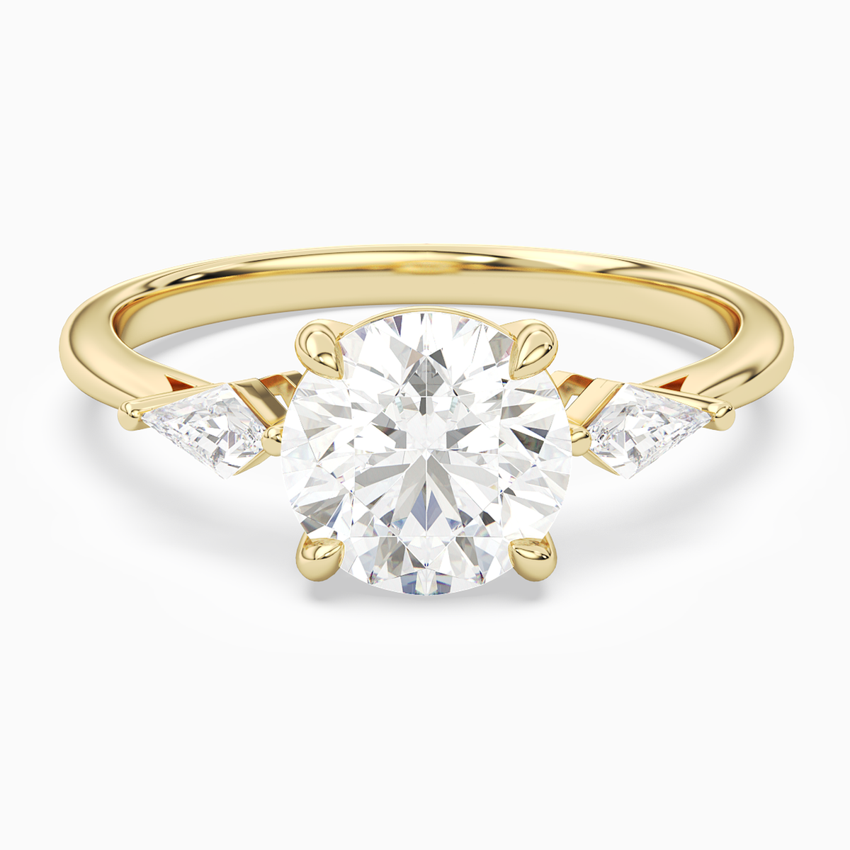 Round Kite Side Three Stone Small Sides in 14K Yellow Gold main white
