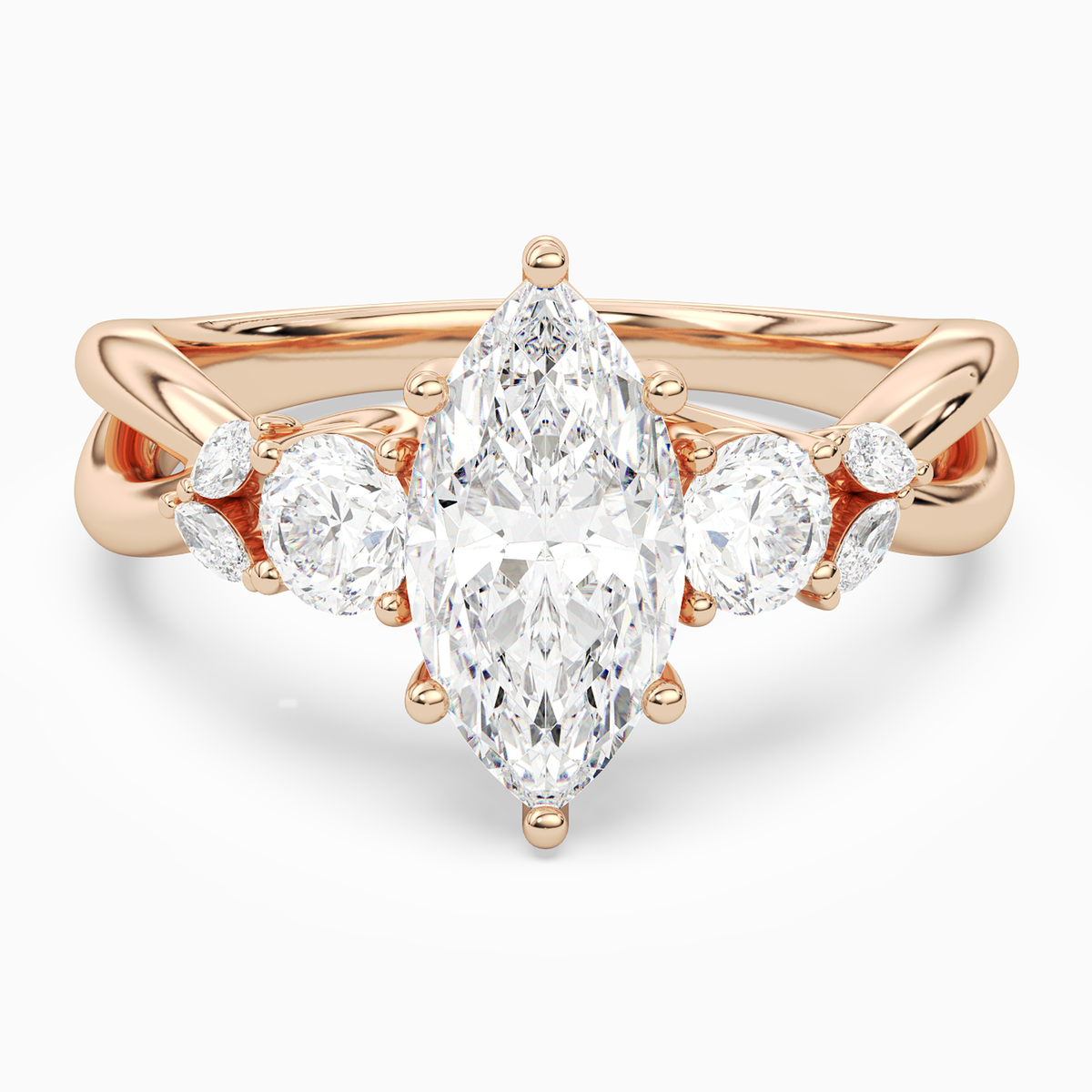 Marquise Willow Composite Three Stone in 14K Rose Gold main white