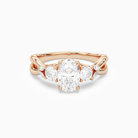 Oval Willow Composite Three Stone in 14K Rose Gold main white