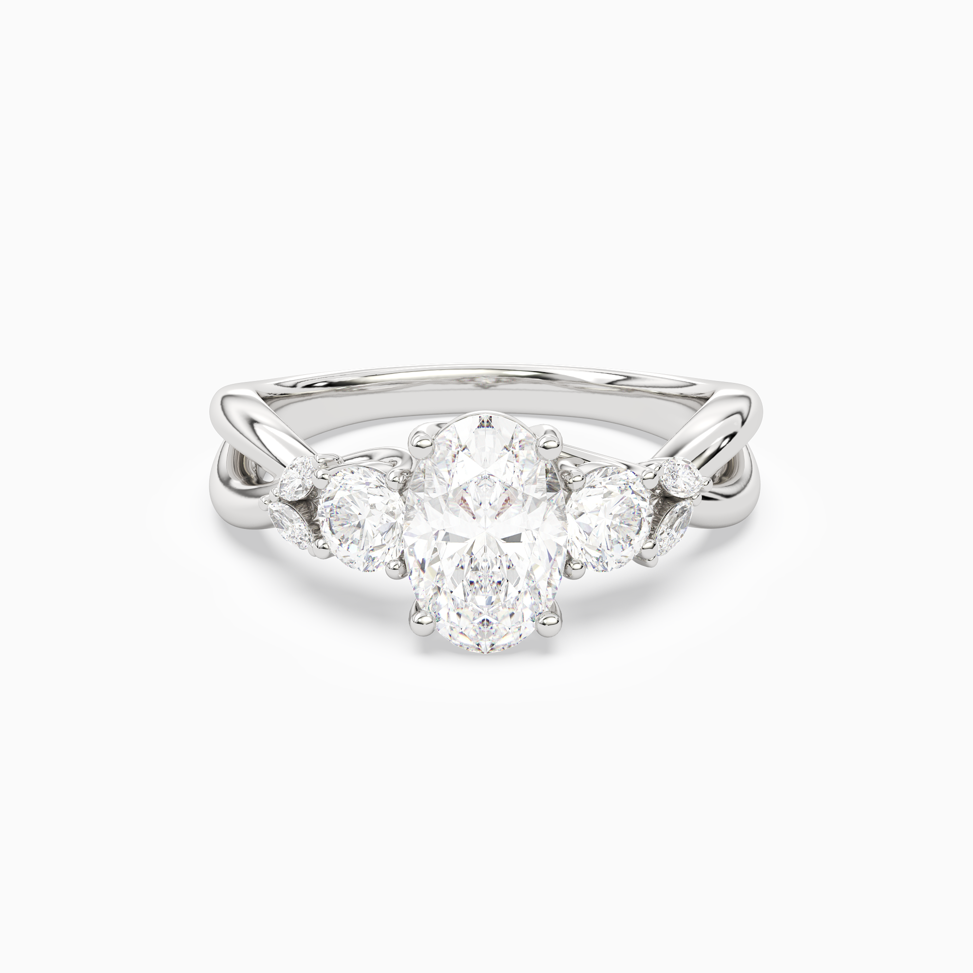 Oval Willow Composite Three Stone in Platinum main white