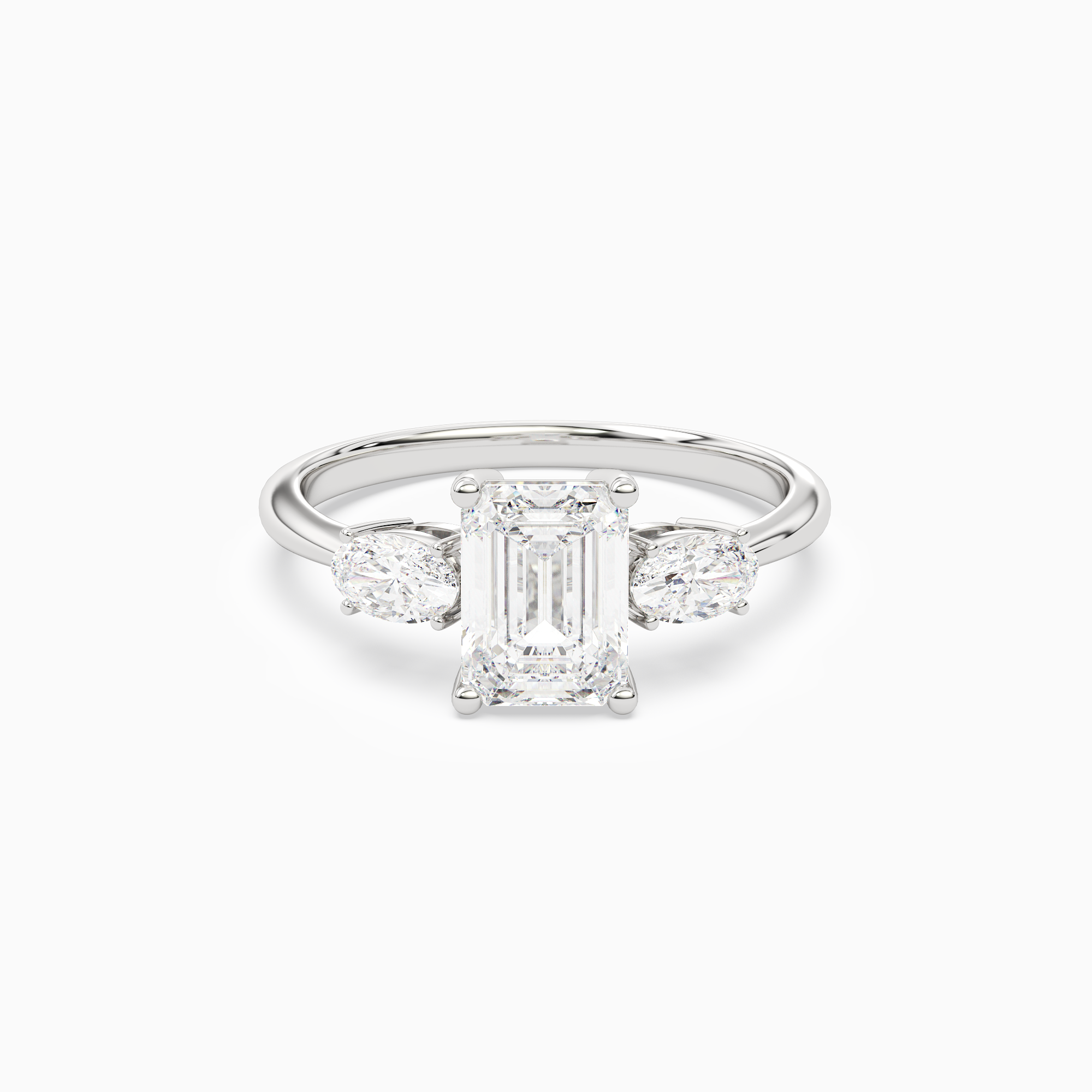 Emerald Classic Three Stone in 18K White Gold main white