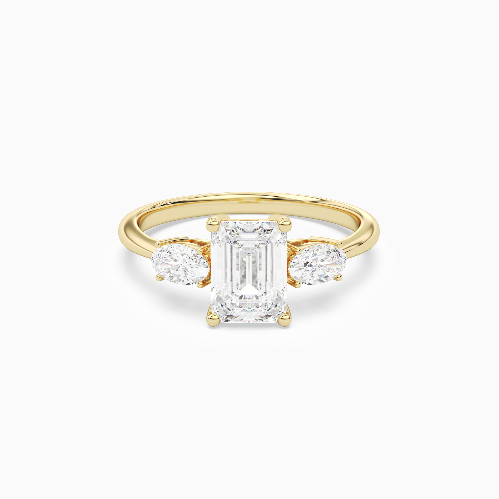 Emerald Classic Three Stone in 18K Yellow Gold main white