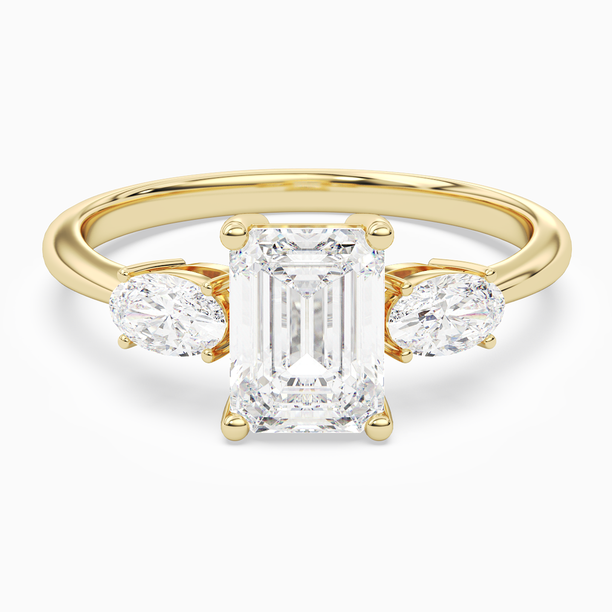Emerald Classic Three Stone in 18K Yellow Gold main white