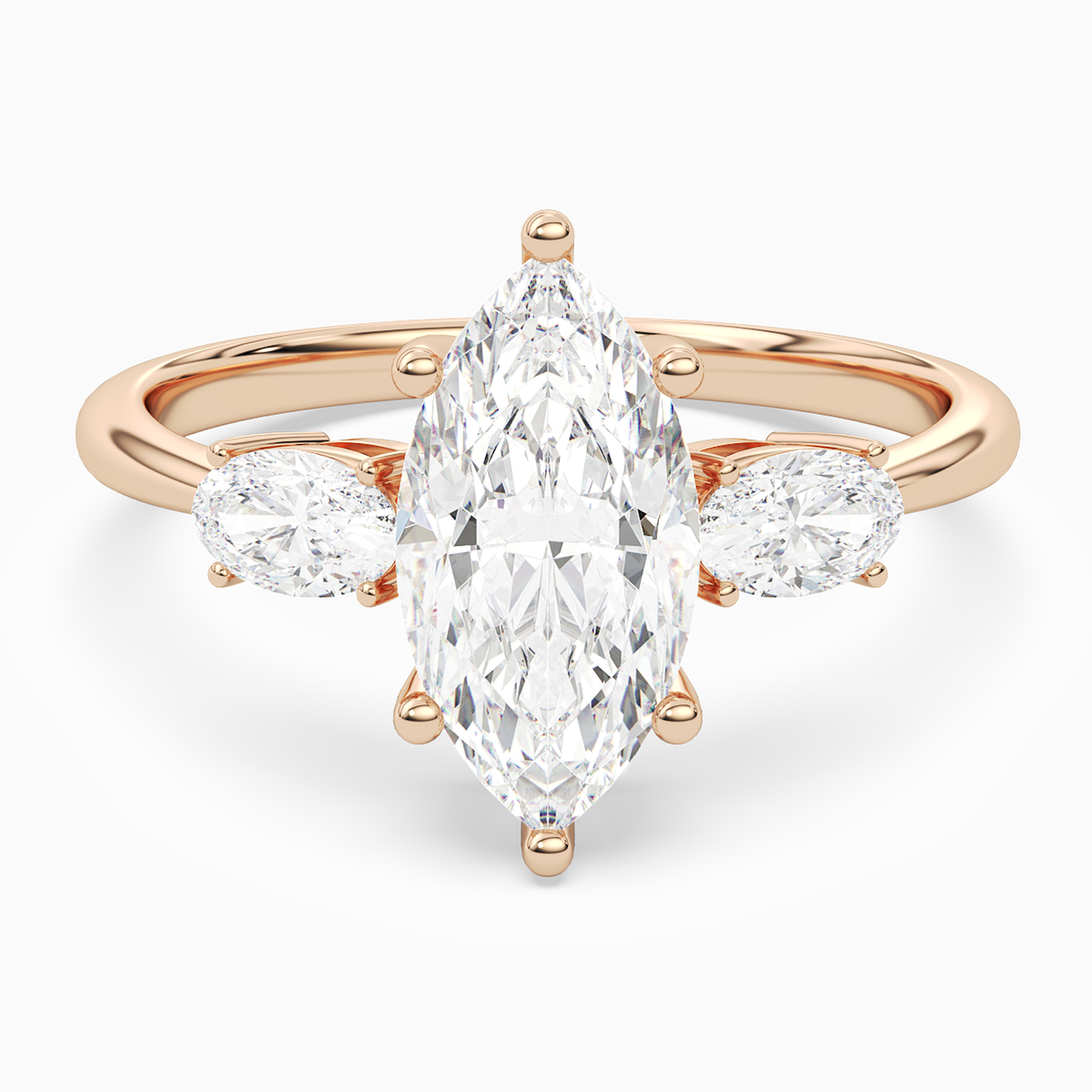 Marquise Classic Three Stone in 14K Rose Gold main white