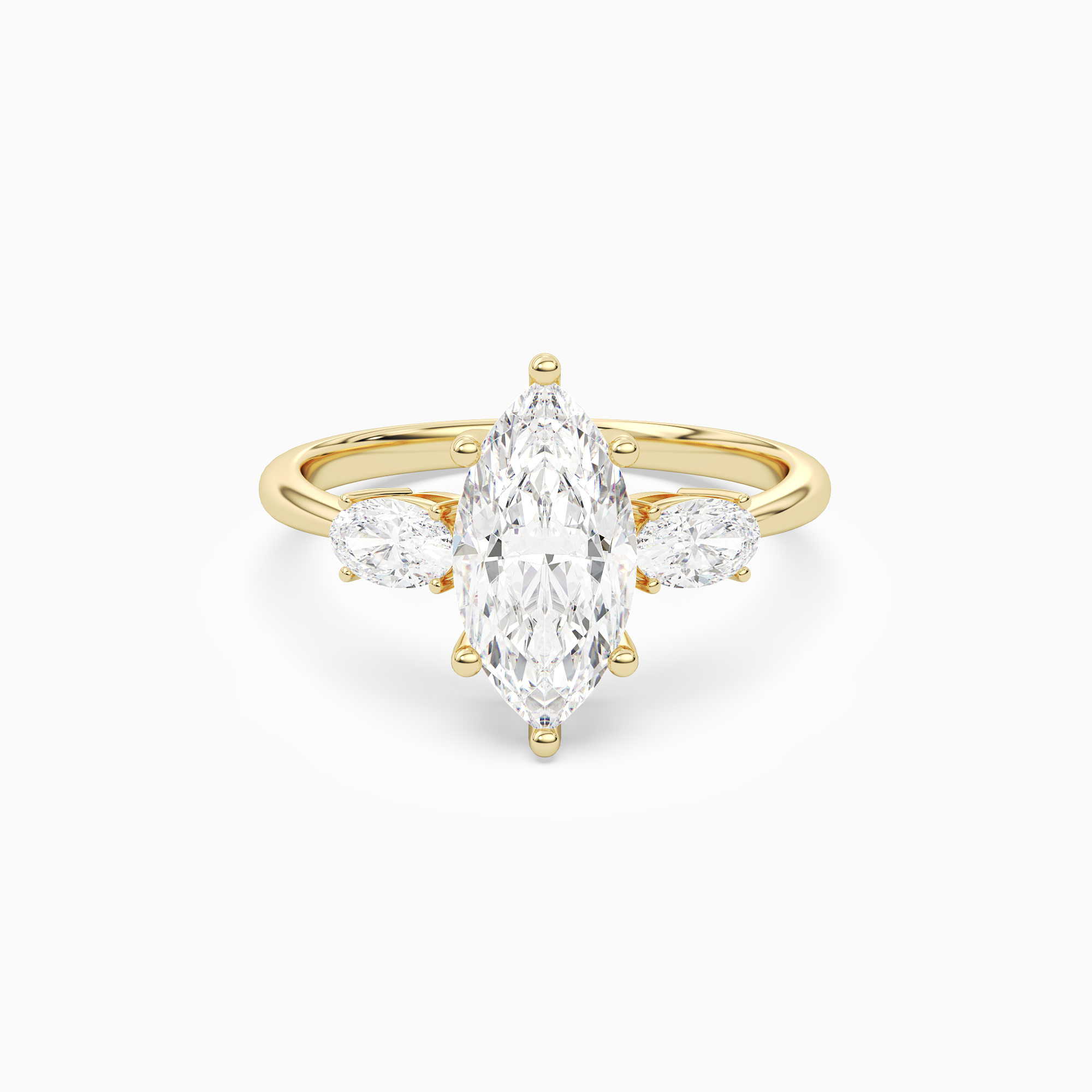 Marquise Classic Three Stone in 14K Yellow Gold main white