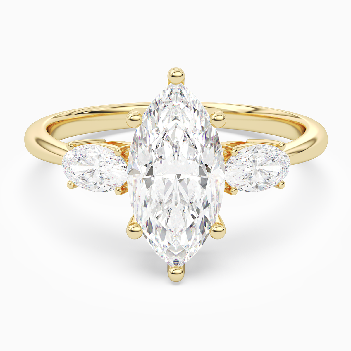 Marquise Classic Three Stone in 18K Yellow Gold main white