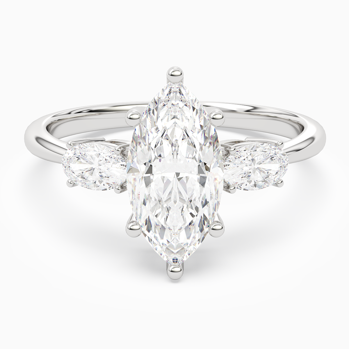 Marquise Classic Three Stone in Platinum main white