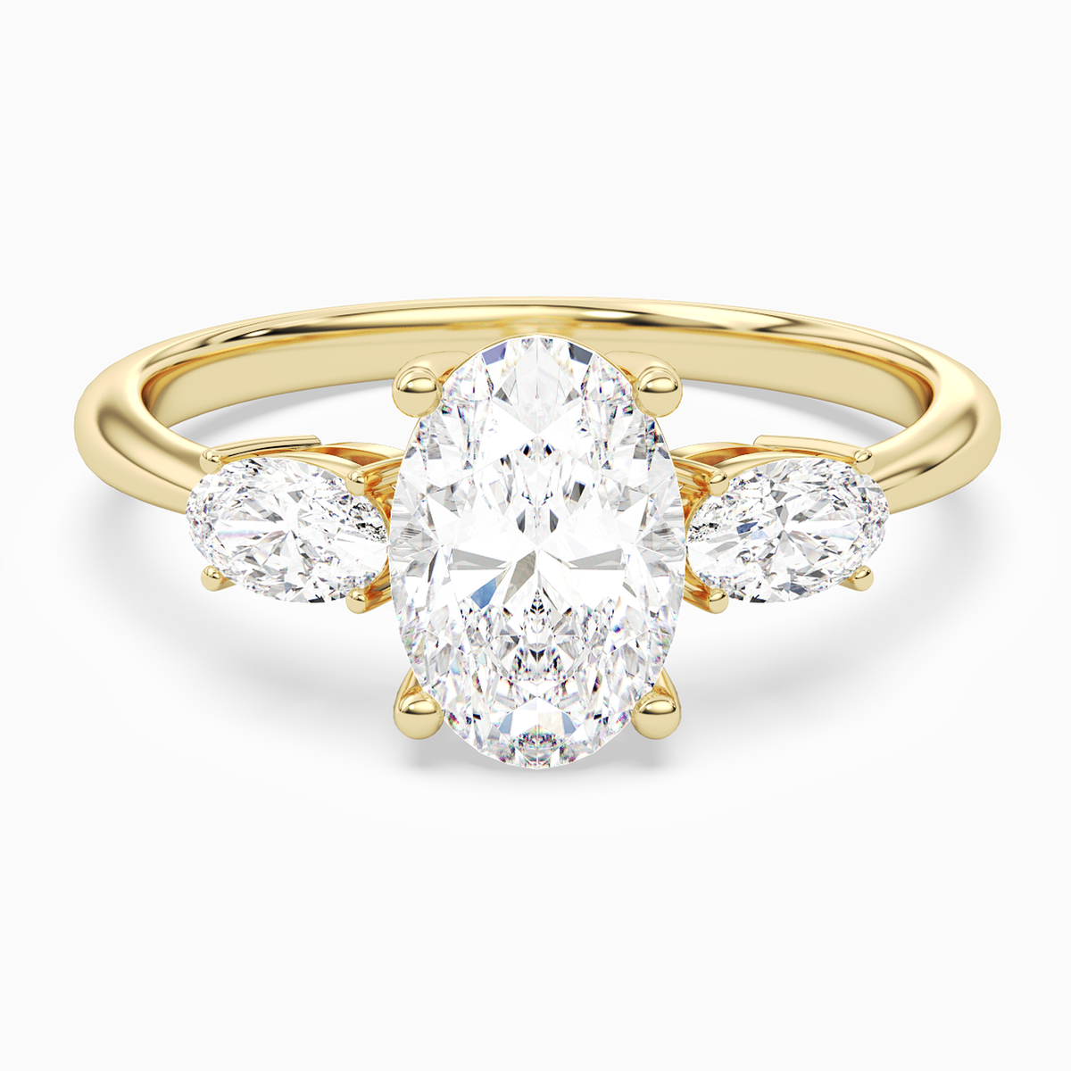 Oval Classic Three Stone in 18K Yellow Gold main white