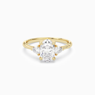 Oval Trillion Three Stone Large Sides in 14K Yellow Gold main white