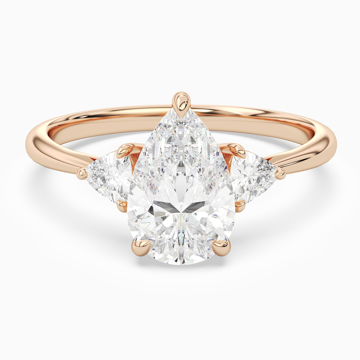 Pear Trillion Three Stone Large Sides in 14K Rose Gold main white
