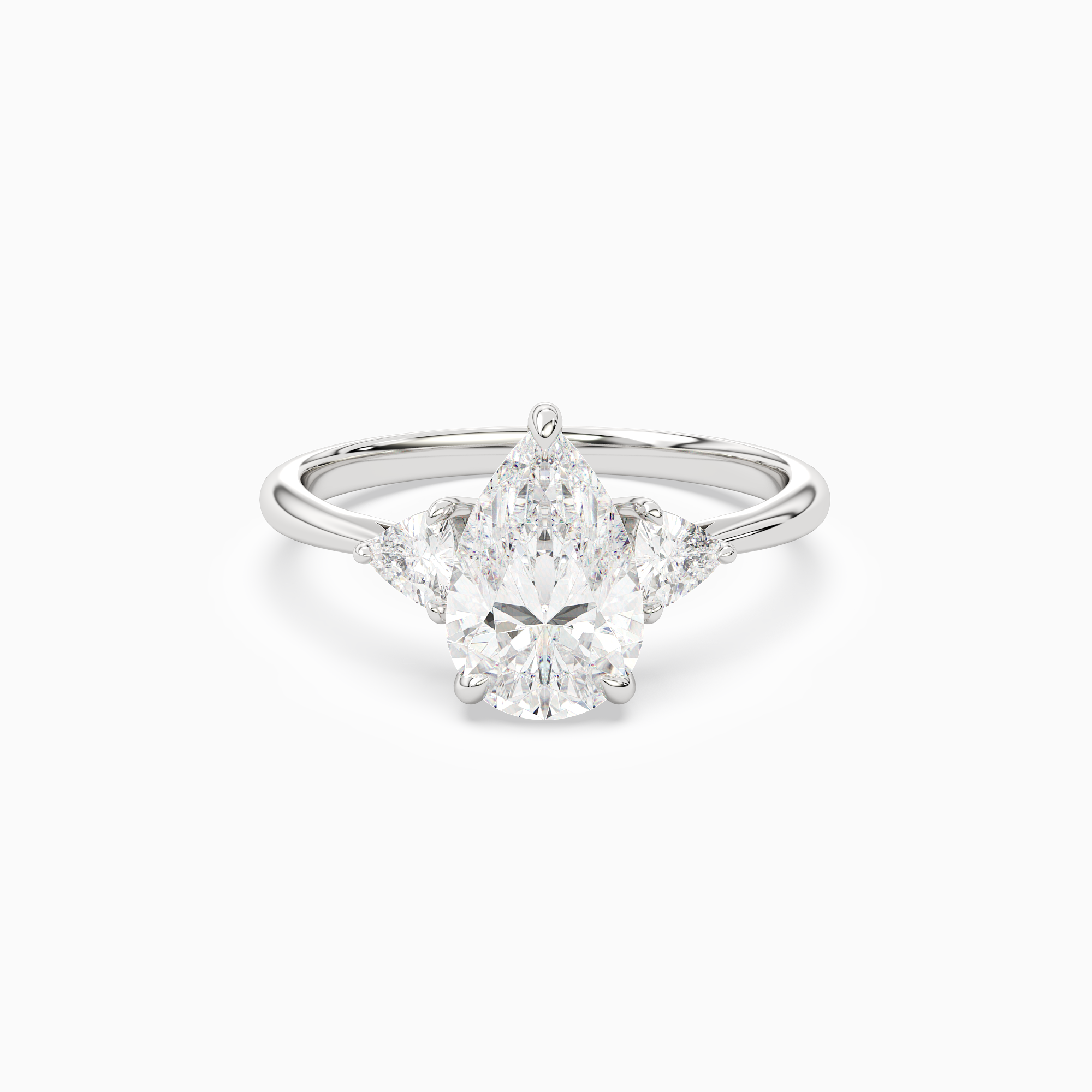 Pear Trillion Three Stone Large Sides in 14K White Gold main white