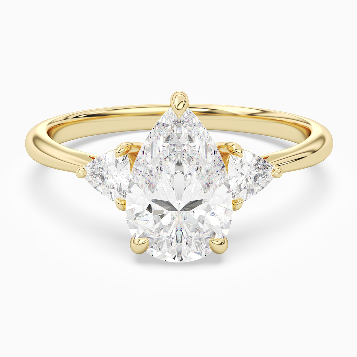 Pear Trillion Three Stone Large Sides in 18K Yellow Gold main white