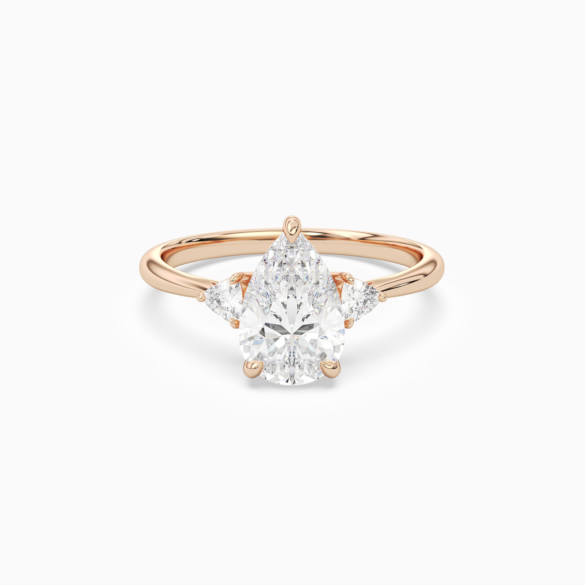 Pear Trillion Three Stone Small Sides in 14K Rose Gold main white