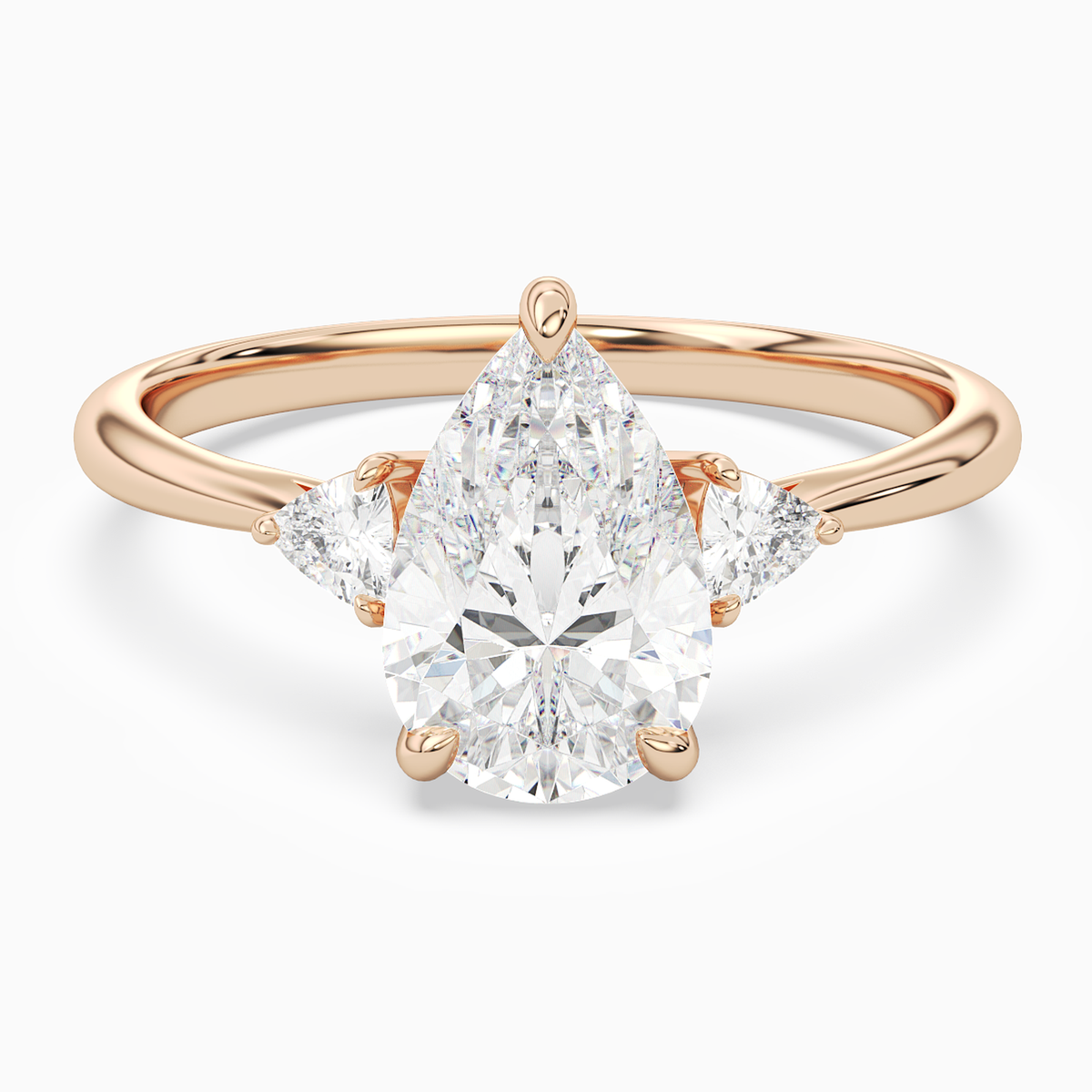 Pear Trillion Three Stone Small Sides in 14K Rose Gold main white