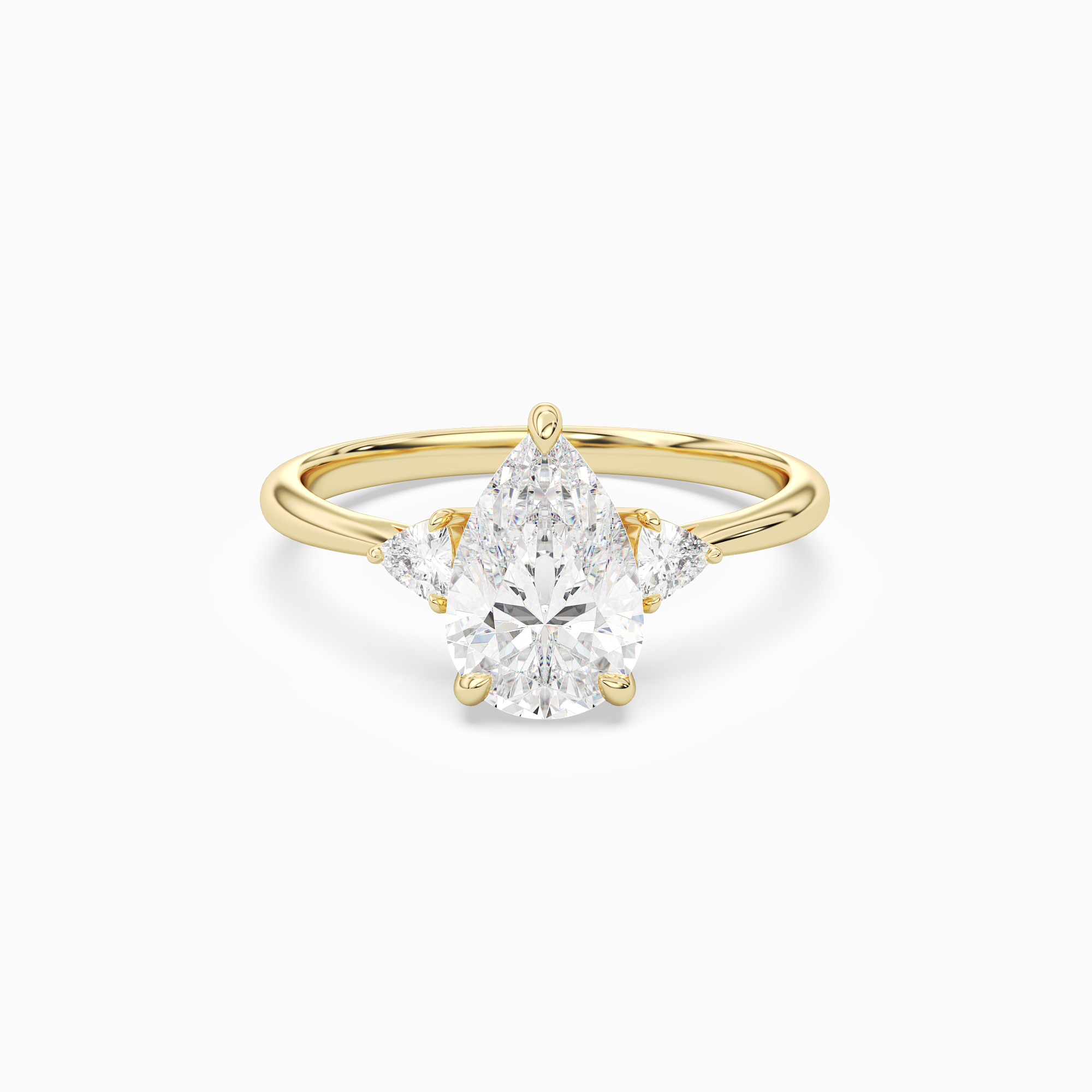 Pear Trillion Three Stone Small Sides in 14K Yellow Gold main white