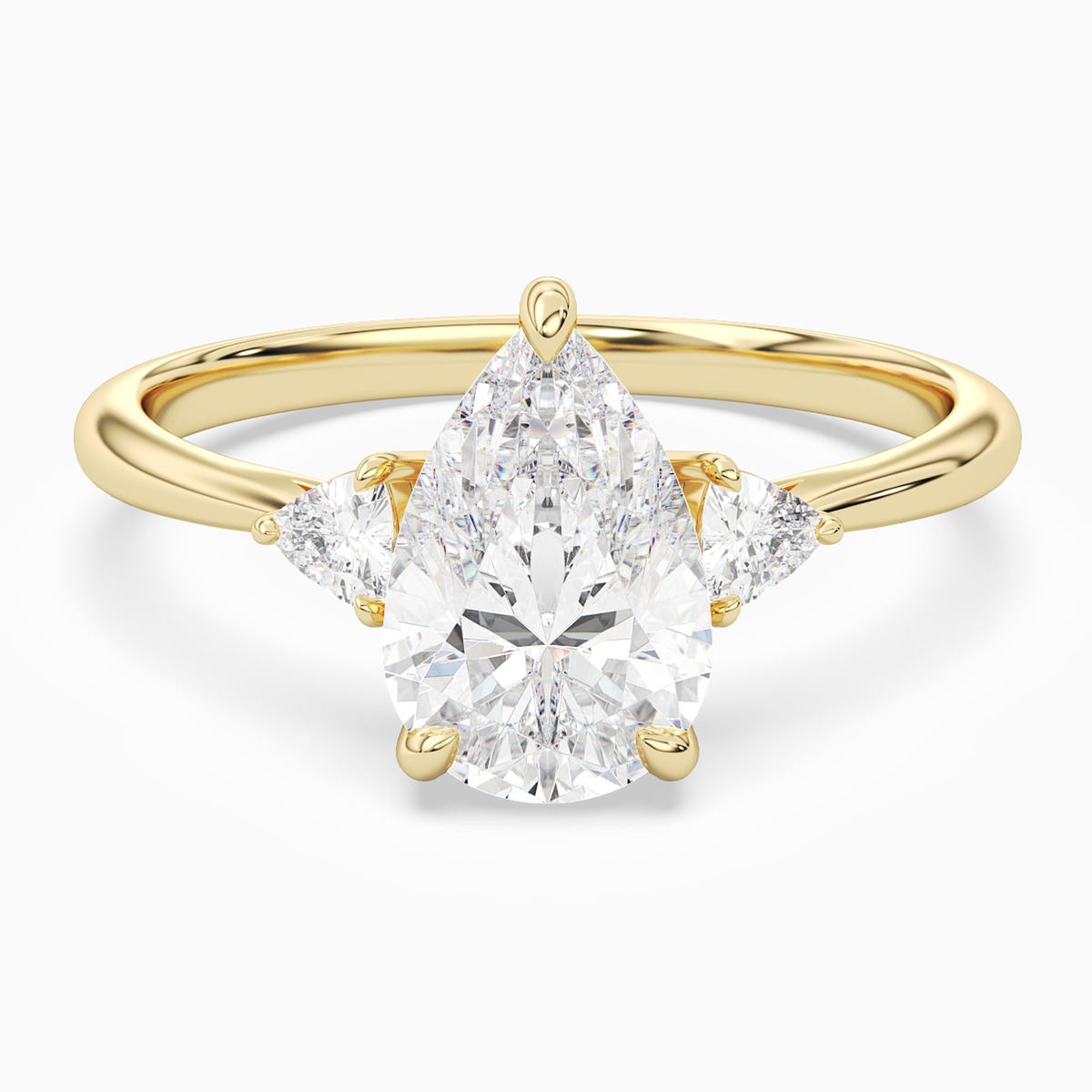 Pear Trillion Three Stone Small Sides in 14K Yellow Gold main white