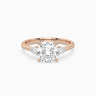 Cushion Pear Side Three Stone Classic in 14K Rose Gold main white