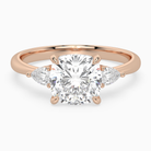 Cushion Pear Side Three Stone Classic in 14K Rose Gold main white
