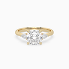 Cushion Pear Side Three Stone Classic in 14K Yellow Gold main white