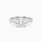 Cushion Pear Side Three Stone Classic in Platinum main white