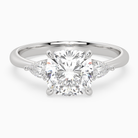 Cushion Pear Side Three Stone Classic in Platinum main white