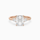 Emerald Pear Side Three Stone Classic in 14K Rose Gold main white