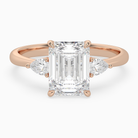 Emerald Pear Side Three Stone Classic in 14K Rose Gold main white