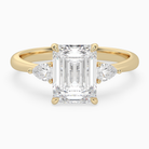 Emerald Pear Side Three Stone Classic in 14K Yellow Gold main white