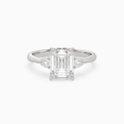Emerald Pear Side Three Stone Classic in 18K White Gold main white
