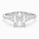 Emerald Pear Side Three Stone Classic in 18K White Gold main white