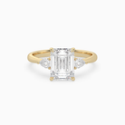 Emerald Pear Side Three Stone Classic in 18K Yellow Gold main white