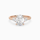 Oval Pear Side Three Stone Classic in 14K Rose Gold main white