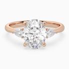 Oval Pear Side Three Stone Classic in 14K Rose Gold main white