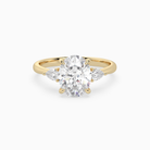 Oval Pear Side Three Stone Classic in 14K Yellow Gold main white