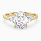 Oval Pear Side Three Stone Classic in 18K Yellow Gold main white