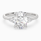 Oval Pear Side Three Stone Classic in Platinum main white