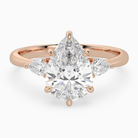 Pear Pear Side Three Stone Classic in 14K Rose Gold main white