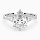 Pear Pear Side Three Stone Classic in 18K White Gold main white