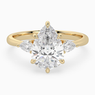 Pear Pear Side Three Stone Classic in 18K Yellow Gold main white
