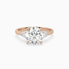Round Pear Side Three Stone Classic in 14K Rose Gold main white