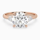 Round Pear Side Three Stone Classic in 14K Rose Gold main white