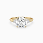 Round Pear Side Three Stone Classic in 14K Yellow Gold main white