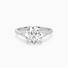 Round Pear Side Three Stone Classic in 18K White Gold main white