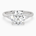 Round Pear Side Three Stone Classic in 18K White Gold main white