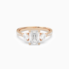 Emerald Round Side Three Stone Pavé in 14K Rose Gold main white