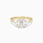 Emerald Round Side Three Stone Pavé in 14K Yellow Gold main white